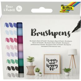 folia Pinselstift Brush Pens Basic & Pastell, 8er Set