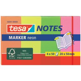 tesa Marker Notes Haftmarker, Neonfarben, 50 x 20 mm