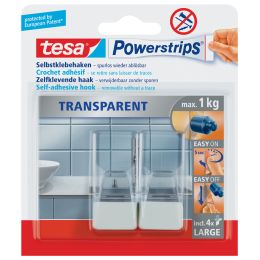 tesa Powerstrips Haken LARGE Transparent, transparent / wei