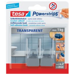 tesa Powerstrips Haken LARGE Transparent, transparent / wei