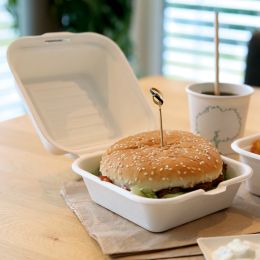 NATURE Star Zuckerrohr-Burgerbox, mit Deckel, wei