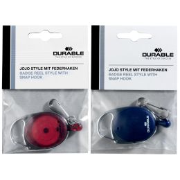 DURABLE Ausweishalter mit Jojo, oval, rot/transparent