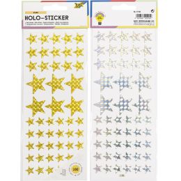 folia Holographie-Sticker Sterne, gold und silber