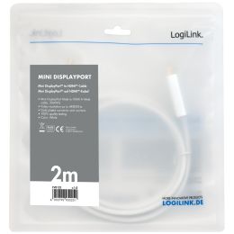 LogiLink Mini DisplayPort - HDMI Kabel, 4K, wei, 2,0 m