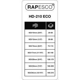 RAPESCO Blockheftgert ECO HD-210, schwarz + 1.000 Klammern