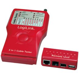 LogiLink Kabeltester 5-in-1, mit Remote Einheit, rot