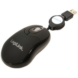 LogiLink Optische Mini Notebook Maus mit Kabeleinzug