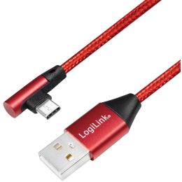 LogiLink USB 2.0 Kabel, USB-A - USB-C Stecker, 1,0 m, rot