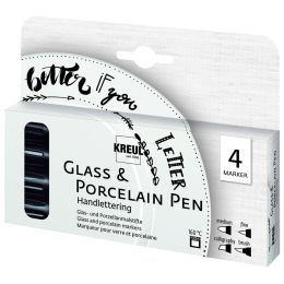 KREUL Glass & Porcelain Pen Handlettering, 4er-Set