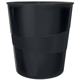 LEITZ Papierkorb WOW, aus Kunststoff, 15 Liter, schwarz