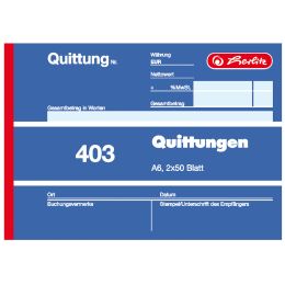 herlitz Formularbuch Quittung 403, DIN A6, 2 x 50 Blatt