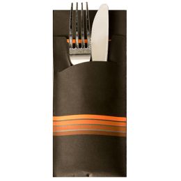 PAPSTAR Servietten-Tasche Stripes, schwarz / creme