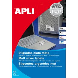 APLI Typenschild-Etiketten, 96 x 50,8 mm, silber