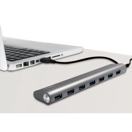LogiLink USB 3.0 Hub, 7-Port, Aluminiumgehuse, grau
