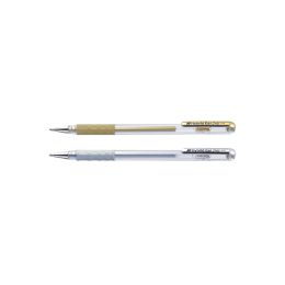 Pentel Gel-Tintenroller K118, wei, gold und silber, Display