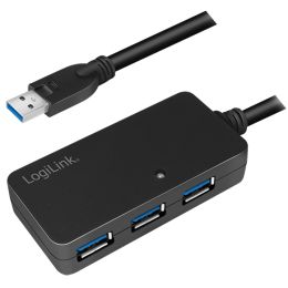 LogiLink USB 3.0 Aktives Verlngerungskabel mit USB-Hub, 10m