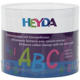 HEYDA Motivstempel-Set Alphabet, Klarsicht-Runddose