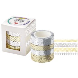 folia Deko-Bordre Washi-Dekor Hotfoil silber & gold, 4er