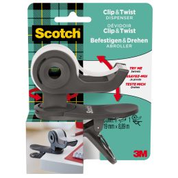 Scotch Handabroller Clip & Twist, türkis, bestückt