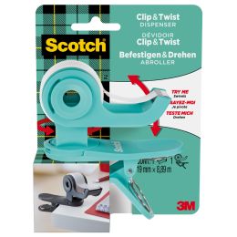 Scotch Handabroller Clip & Twist, trkis, bestckt