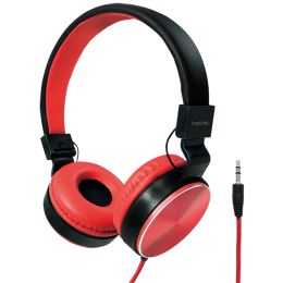 LogiLink Stereo Kopfhörer, faltbar, schwarz/rot
