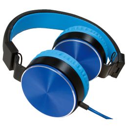 LogiLink Stereo Headset, faltbar, schwarz/blau