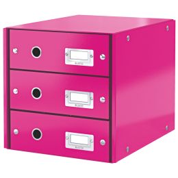 LEITZ Schubladenbox Click & Store WOW, 3 Schbe, pink