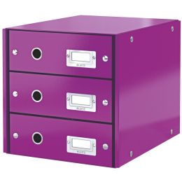 LEITZ Schubladenbox Click & Store WOW, 3 Schbe, pink