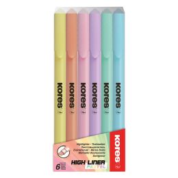 Kores Textmarker-Pen High Liner Pastell, 6er Etui