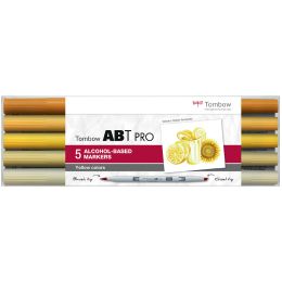 Tombow Marker ABT PRO, alkoholbasiert, 5er Set Yellow Colors