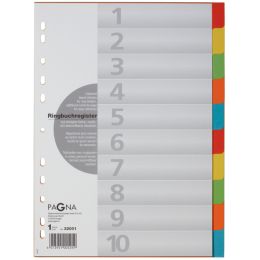 PAGNA Karton-Register, DIN A4, 10-teilig, 5-farbig
