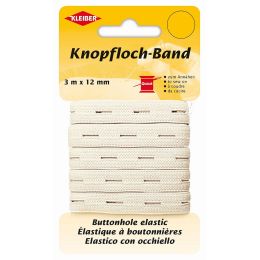 KLEIBER Knopflochband, 12 mm x 3 m, wei