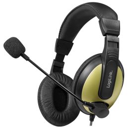 LogiLink Headset High Quality, mit Ohrpolster, schwarz/gold