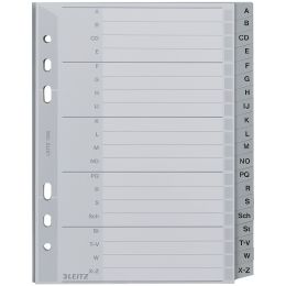 LEITZ Kunststoff-Register, A-Z, A5, PP, 20-teilig, grau