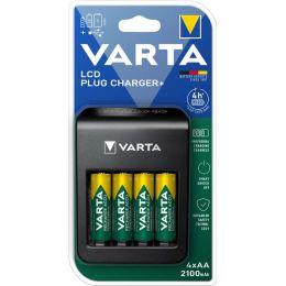 VARTA Ladegert LCD Plug Charger+, inkl. 4 x AA Akkus