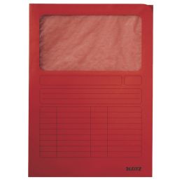 LEITZ Sichtmappe, DIN A4, Karton, mit Sichtfenster, rot