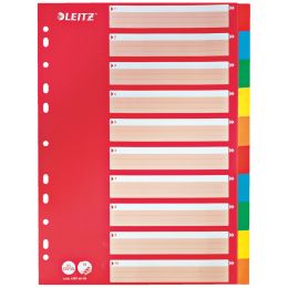 LEITZ Karton-Register, blanko, A4, 10-teilig, mehrfarbig