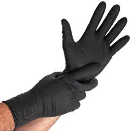 HYGOSTAR Nitril-Handschuh POWER GRIP LONG, S, schwarz