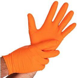 HYGOSTAR Nitril-Handschuh POWER GRIP, L, orange, puderfrei