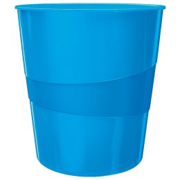 LEITZ Papierkorb WOW, aus Kunststoff, 15 Liter,blau-metallic