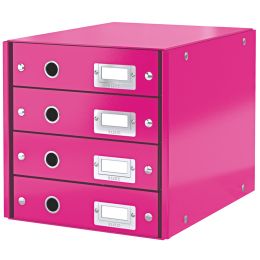 LEITZ Schubladenbox Click & Store WOW, 4 Schübe, pink