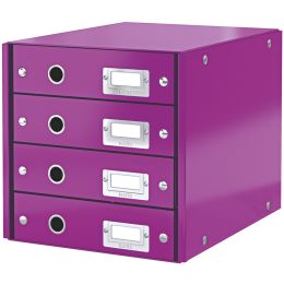 LEITZ Schubladenbox Click & Store WOW, 4 Schbe, pink