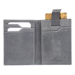 PRIDE&SOUL Kreditkartenbörse RFID, aus Leder, grau