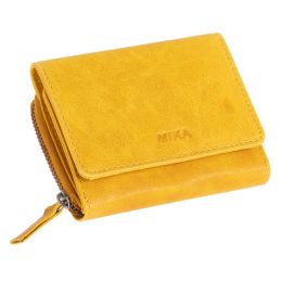 MIKA Damengeldbrse, aus Leder, Farbe: gelb