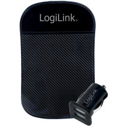 LogiLink USB-KFZ-Ladegert, 2-fach, inkl. Antirutschmatte
