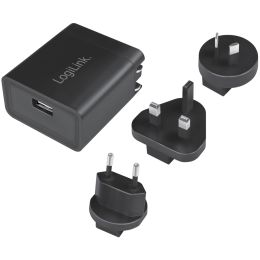 LogiLink USB-Reiseadapter mit 2,1A Fast Charging, schwarz