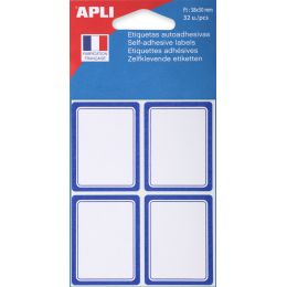 APLI Buchetiketten, wei/blau, 33 x 53 mm, liniert