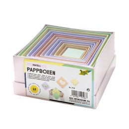 folia Pappboxen PASTELL, eckig, 12 Stück sortiert