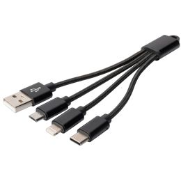 DIGITUS 3-in-1 Ladekabel, USB A-Lightning + Micro USB+USB-C