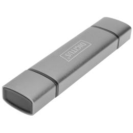 DIGITUS Dual Card Reader Hub USB-C / USB 3.0, OTG, grau